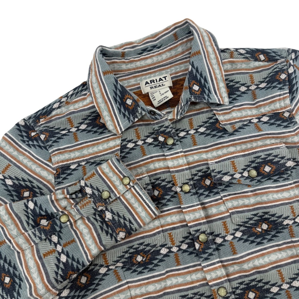 ARIAT REAL Women's Aztec Print Long Sleeve Snap Front Western Shirt Size‎ L